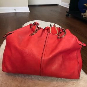 Gorgeous SUMMER in Fuchsia Pebbled Shopper Tote Handbag with GOLD Hardware